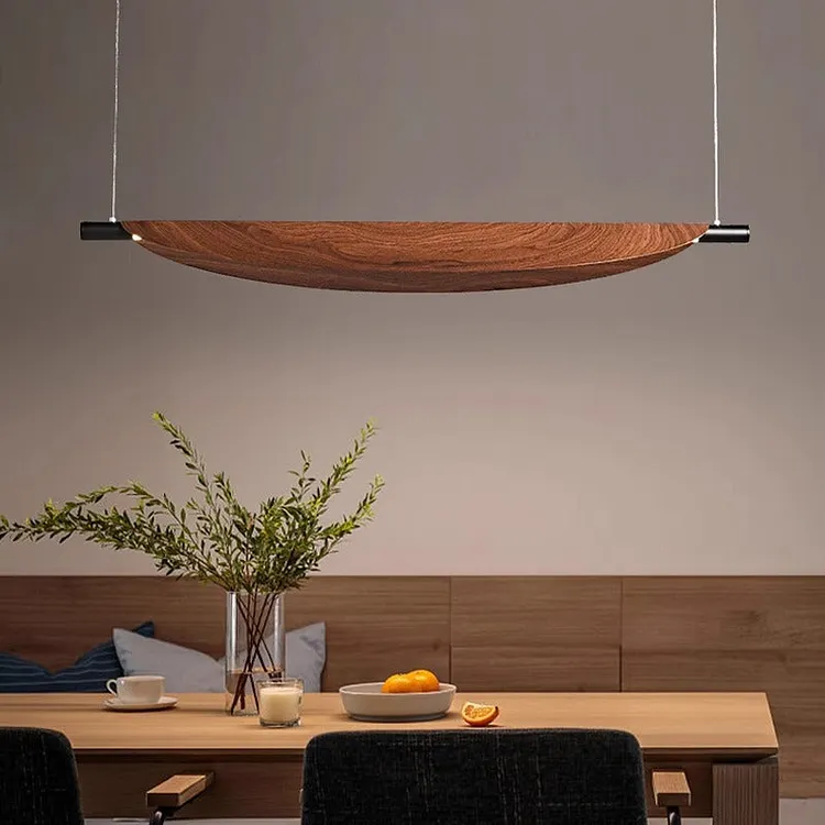 Traditional Japanese Leaf Iron PC LED Pendant Light For Living Room