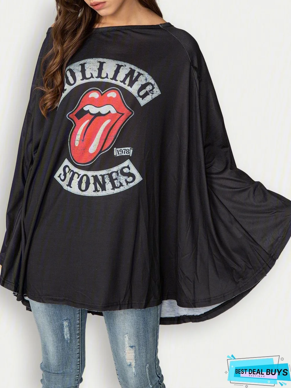 Black Casual Cotton-Blend Tops