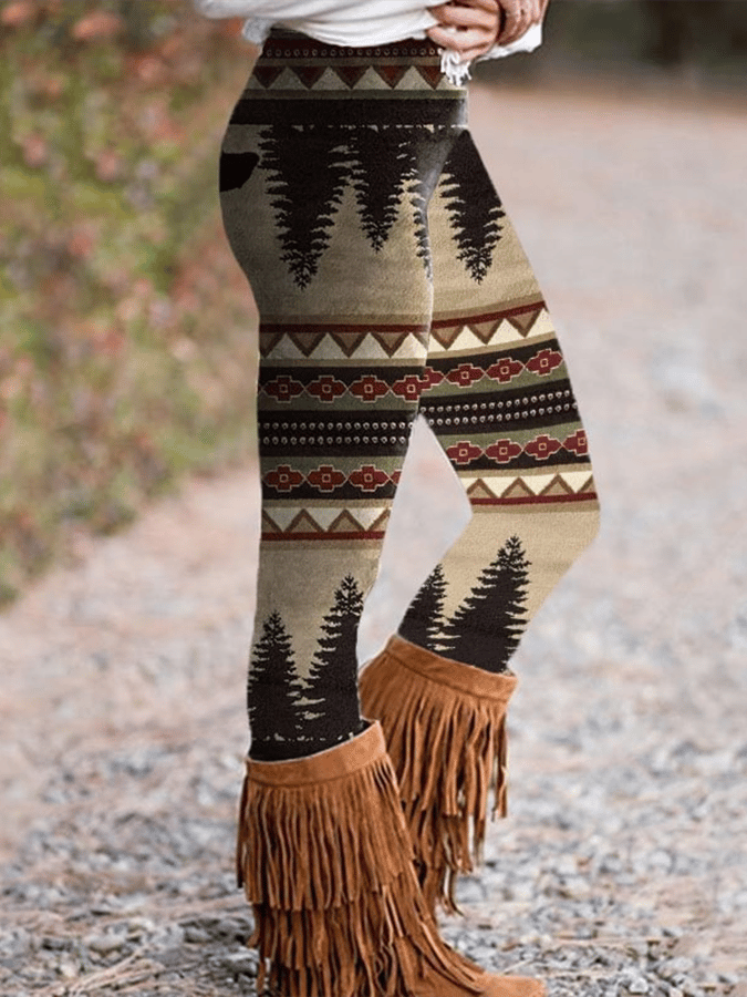 Western Print Skinny Stretch Leggings