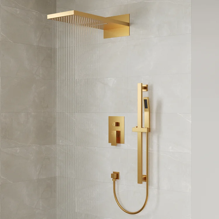 SFS-1010-GD22 EVERSTEIN 22-inch three-function shower system with thermostatic Valve and handheld showerhead(BRUSHED GOLD)