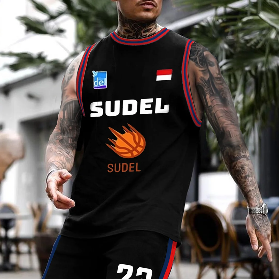 Men's Sudel Basketball Sleeveless Tank Jersey Set