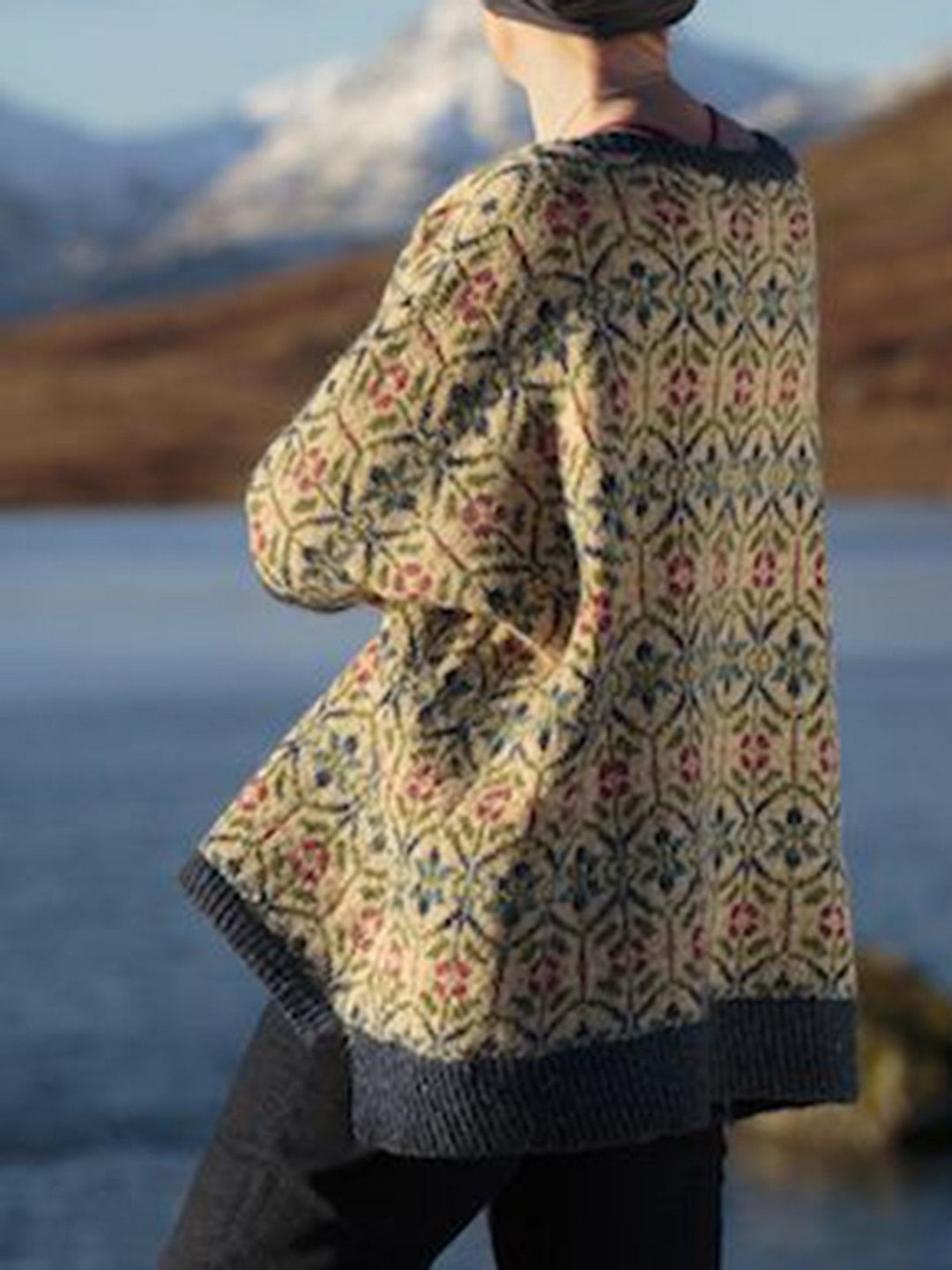 Khaki Long Sleeve Acrylic Sweater | EGEMISS