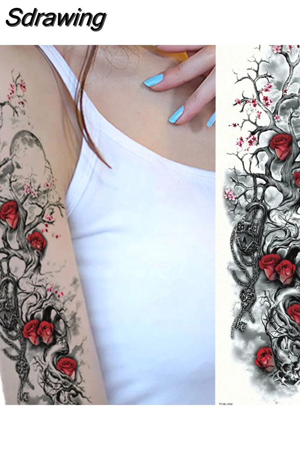 Sdrawing Sheets Full Arm Leg Extra Large Temporary Tattoos, Body Art For Men And Women - Wolf,Tiger,Bear,Warrior,Tribal Symbol 430-0