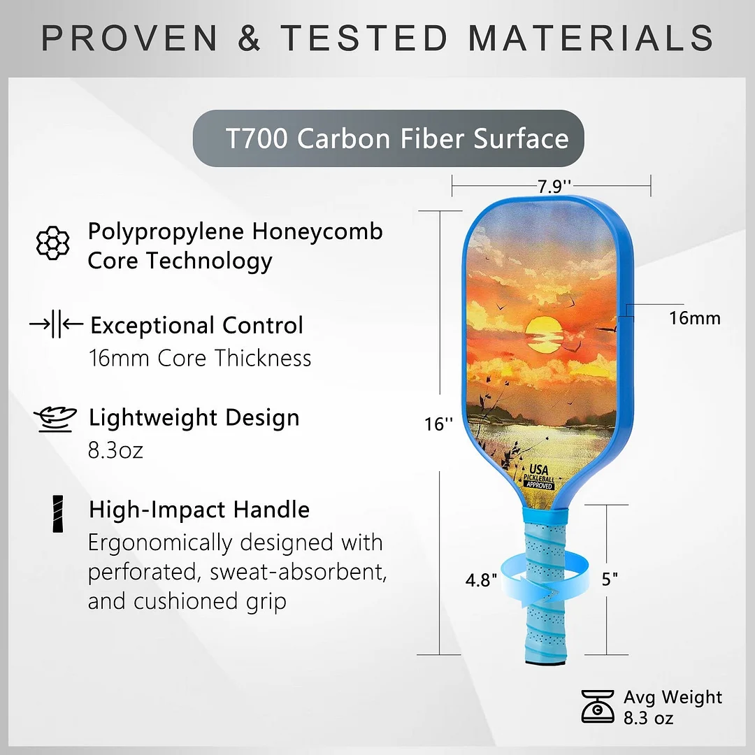 Original Paddle (16mm) T700 Sandblasted Carbon Fiber-Sunrise Sky Paddle