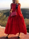 Loose Solid Color Sleeveless Midi Dress