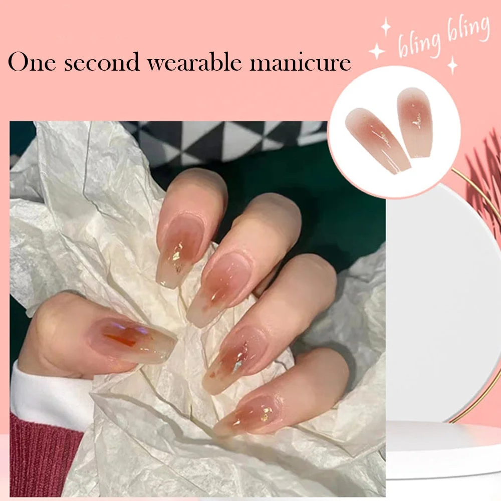 24pcs Ballet Fake Nails Coffin Head Pink Color Press On Nail Art tips with 3D Heart And Bow Design French Style Girl False Nails-Nail Inspo