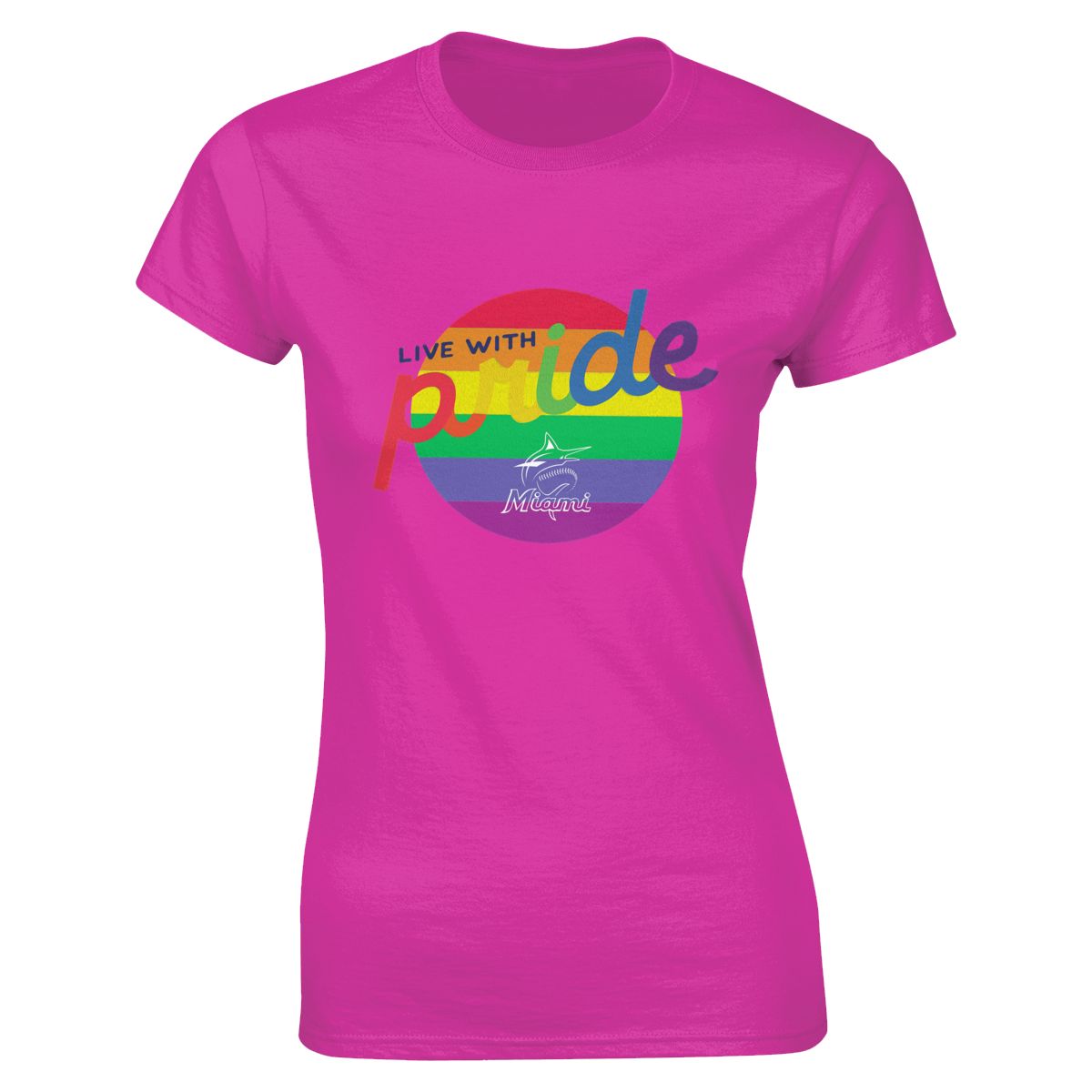 Miami Marlins Round LGBT Lettering Women's Short-Sleeve Cotton Tee