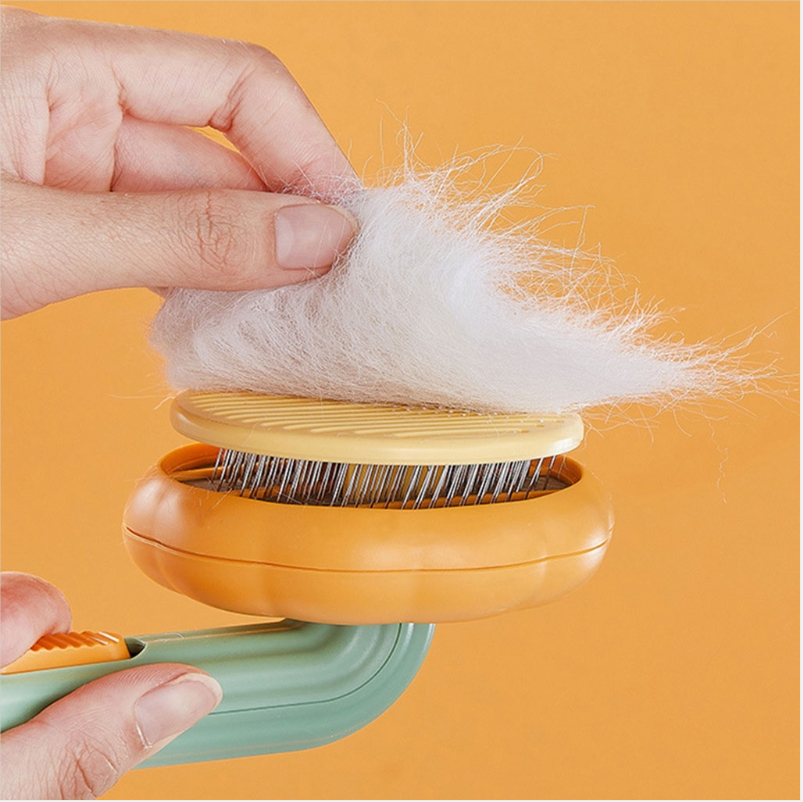 Pet Hair Brush Self Cleaning Slicker Comb Dog/Cat Pumpkin Brush