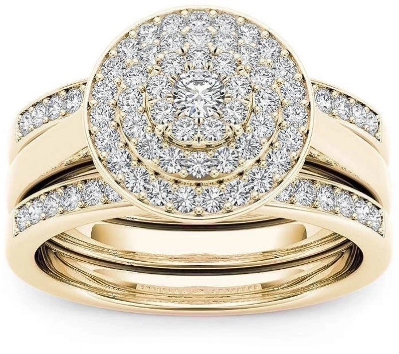 Fashion Flower Alloy Plating Artificial Gemstones Women’S Ring Sets