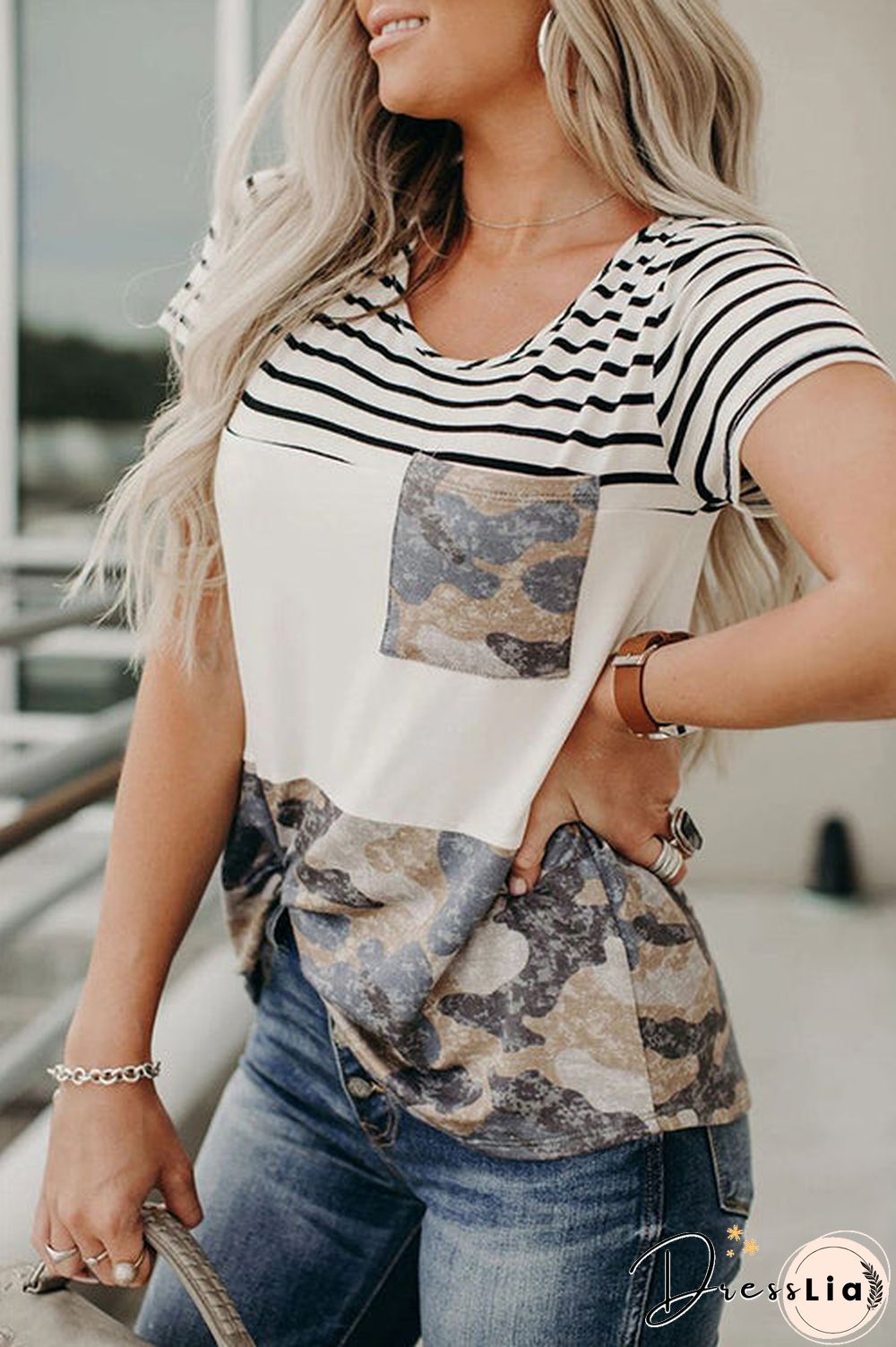 Camo Colorblock Pocket Tee