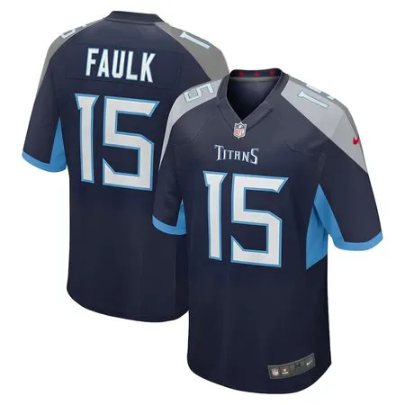 Men's Tennessee Titans #15 Keldric Faulk Navy 2026 NFL Draft Game Jersey