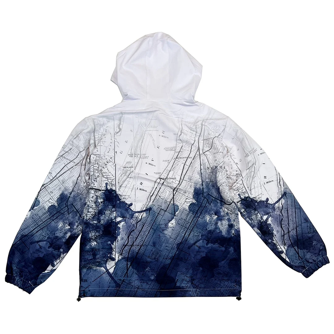 Life Code Map Windbreaker Jacket (White/Navy)