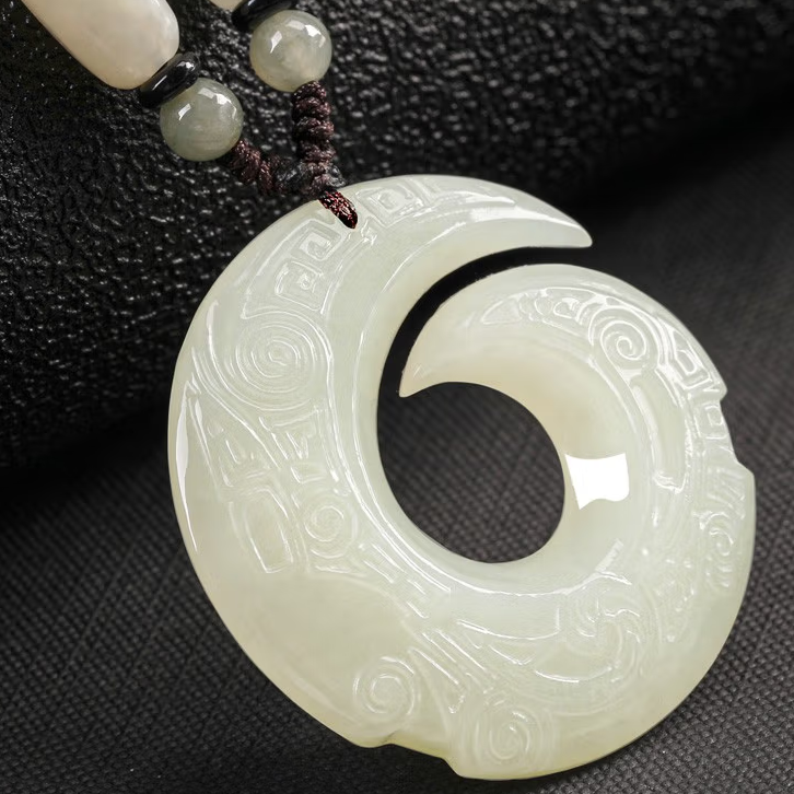 High Standard Hetian Jade Pendant Necklace - "Fortune Turns" Jade Pendant for Men and Women - Exquisite Hand-carved Craftsmanship