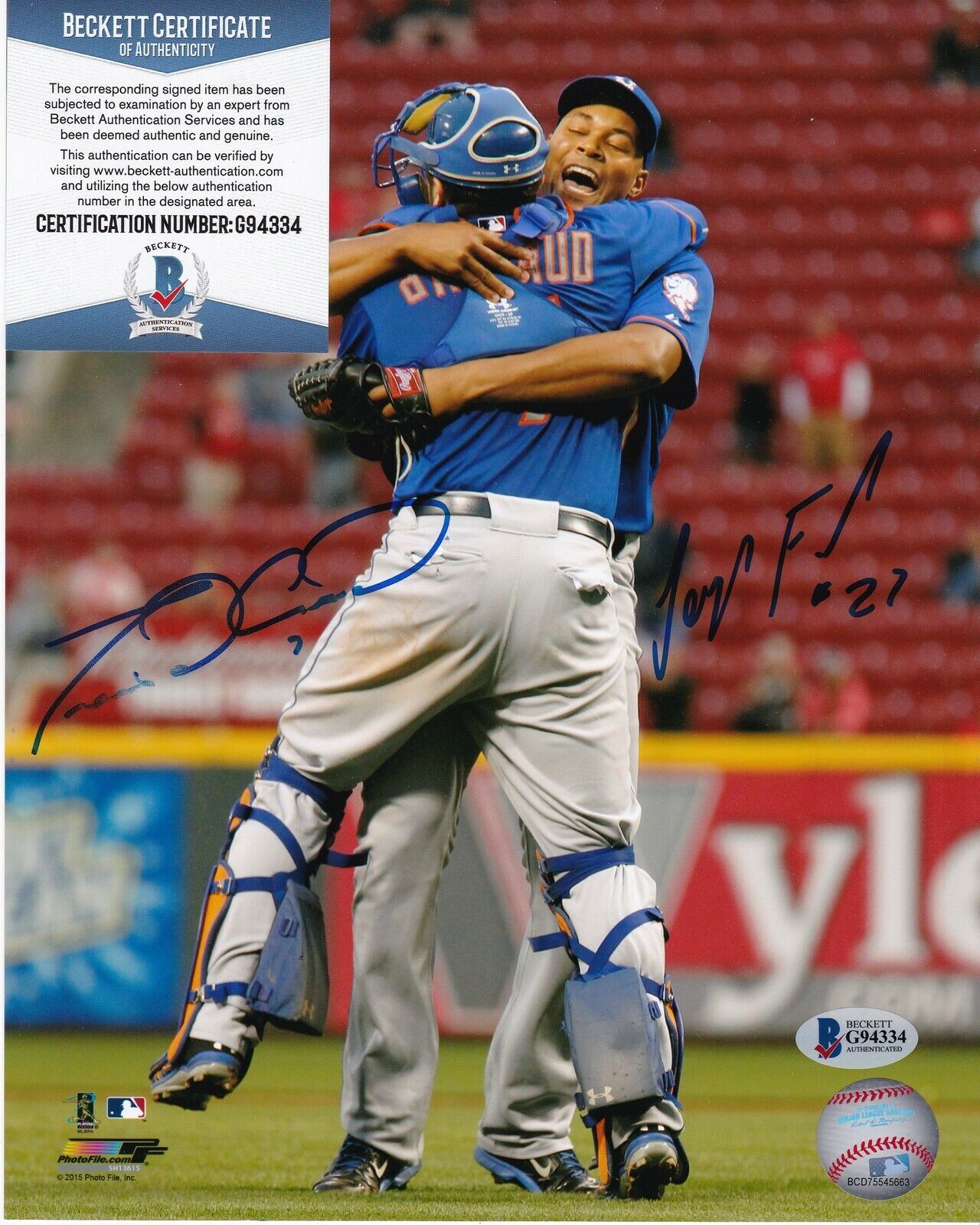 TRAVIS D'ARNAUD / JEURYS FAMILIA NEW YORK METS BECKETT AUTHENTIC SIGNED 8x10