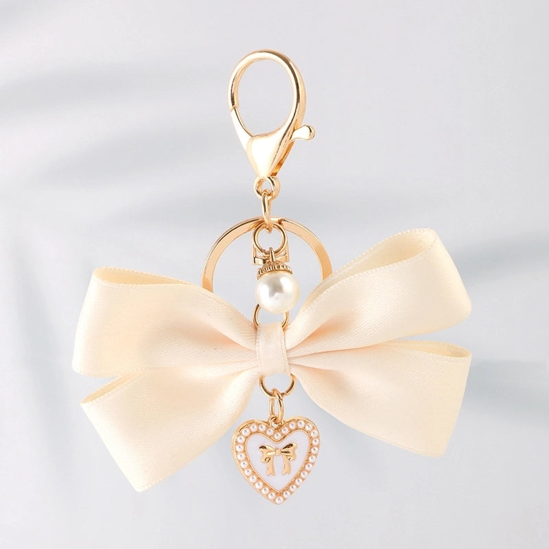 Sweet Heart Shape Bow Knot Alloy Cloth Bag Pendant Keychain
