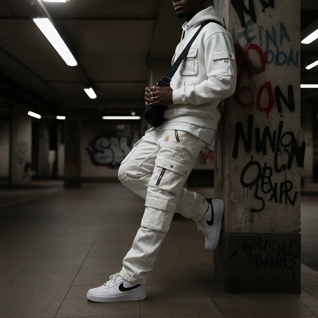 Street Style Multi-functional Multi-pocket Multi-zipper Retro Washed Cargo Trousers