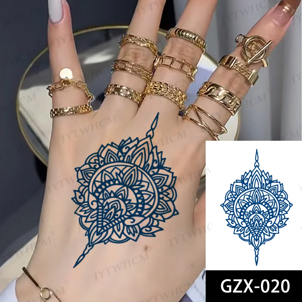 Sdrawing Stickers Semi-permanent Plant Lasting Tattoo Blue Henna Lace Flower Arm Non-reflective Herbal Juice Tattoo Waterproof