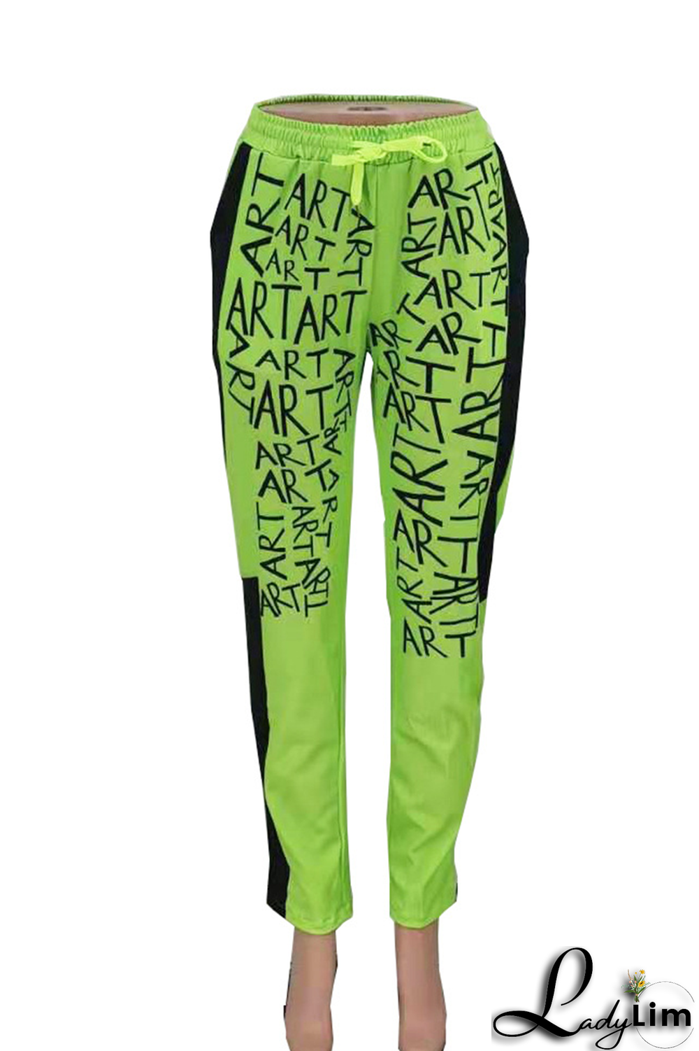 Green Casual Print Patchwork Harlan Mid Waist Harlan Full Print Bottoms