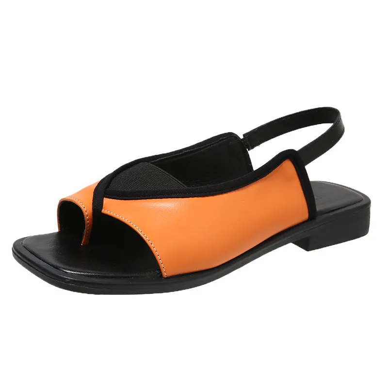 Breakj Breakj Sandals Women 2025 Summer New Large-Size Sandwich Toes Behind The Empty Fashion Thick Heel Low-Heeled Sandals Tide