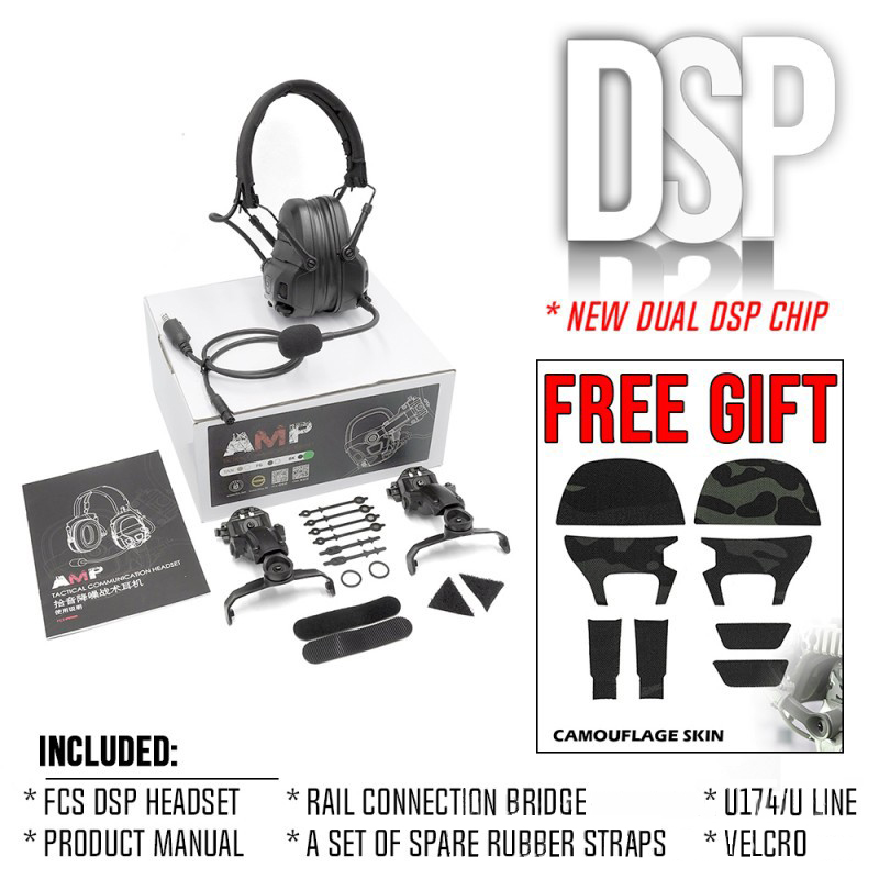 AMP Noise Reduction Aviation Communications Tactical Headset