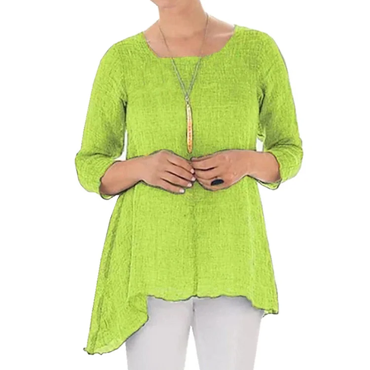 Solid Color Loose Asymmetrical Casual T-Shirt