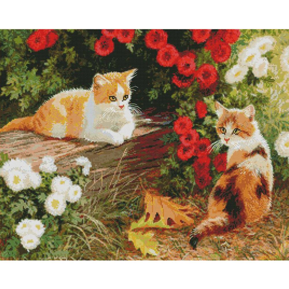 

Kitten In The Garden - 14CT Stamped Cross Stitch - 57x47cm, 501 Original