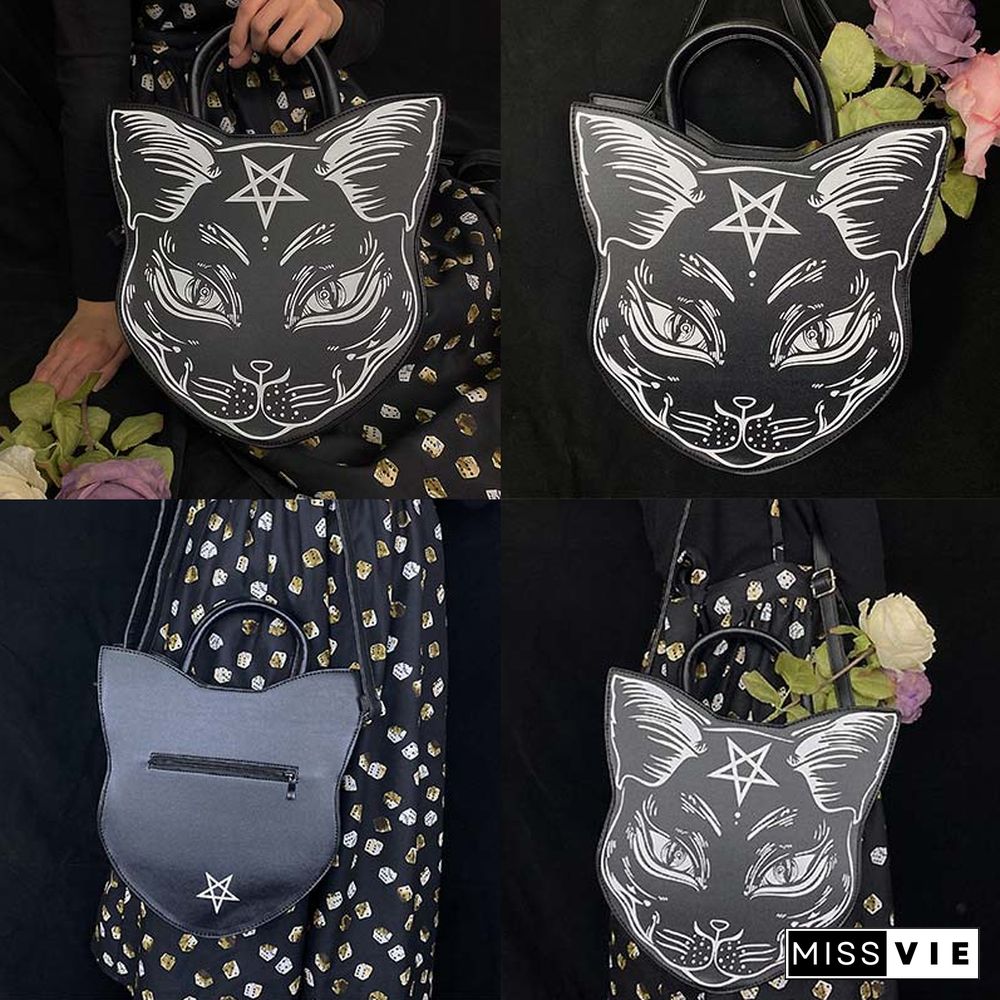 Fashion Punk Cat Print Crossbody Bag