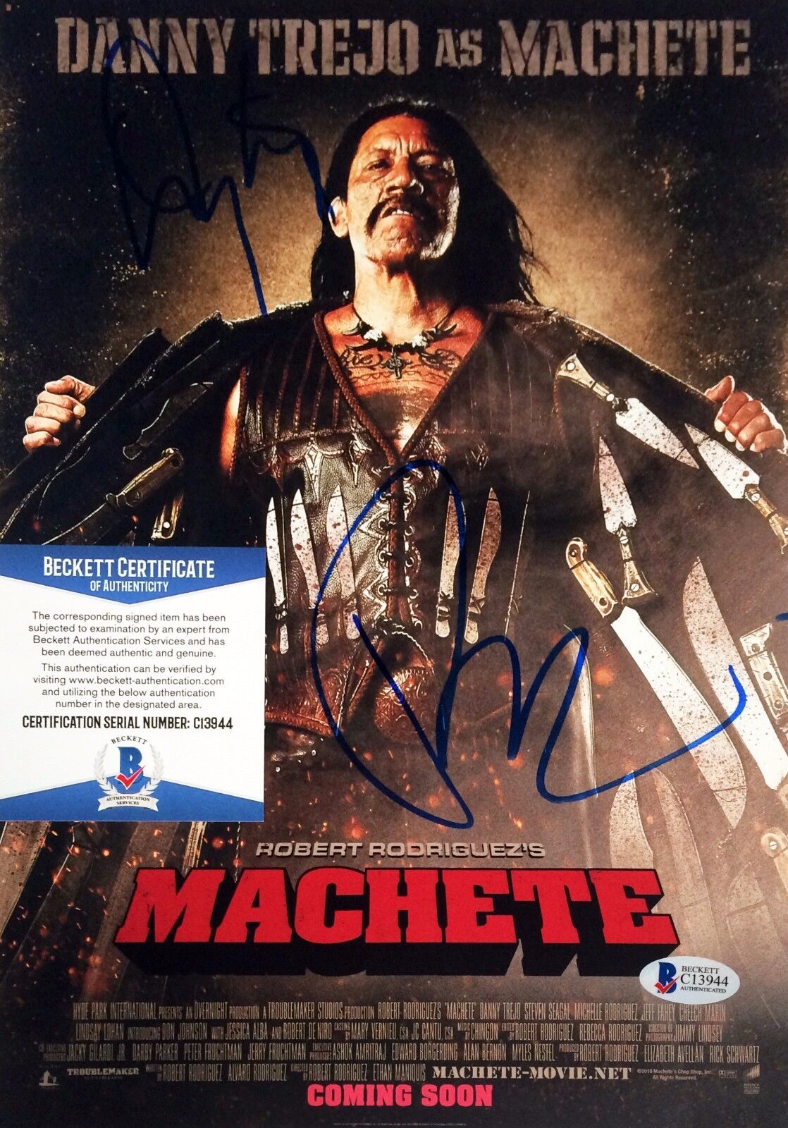 Danny Trejo Robert Rodriguez Machete Movie Signed 8x12 Photo Poster painting BAS C13944