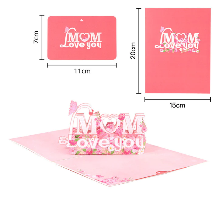 3D Flower Hollow Letter Mothers Day Card, Creative Mother's Day Gift-Mom Love You