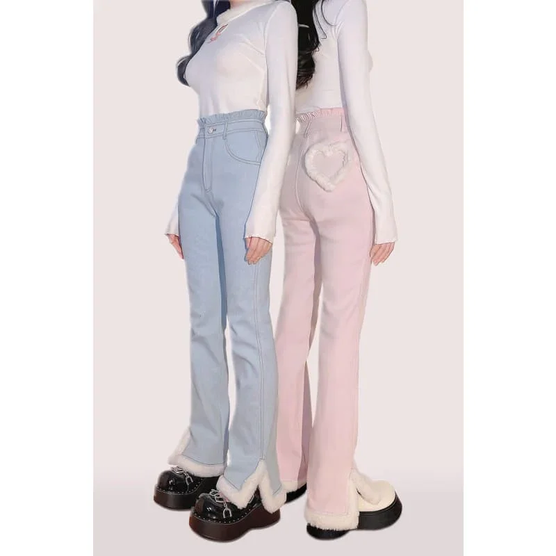 Blue/Pink Kawaii Style Soft Girl Denim Pants ON106