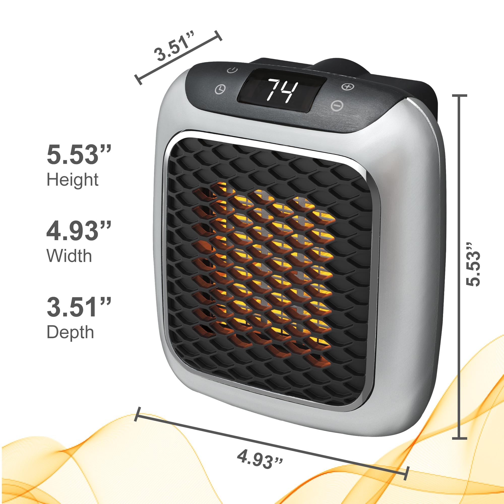 Likron Watches Compact Plug-in Wall Outlet Space Heater Portable Ceramic Fan Heater with Adjustable Thermostat