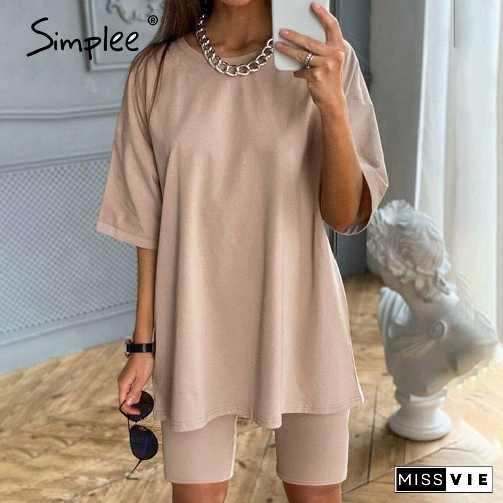 Casual Solid Outfits Women'S Two Piece Suit With Belt Home Loose Sports Tracksuits Fashion Bicycle Summer Hot Suit