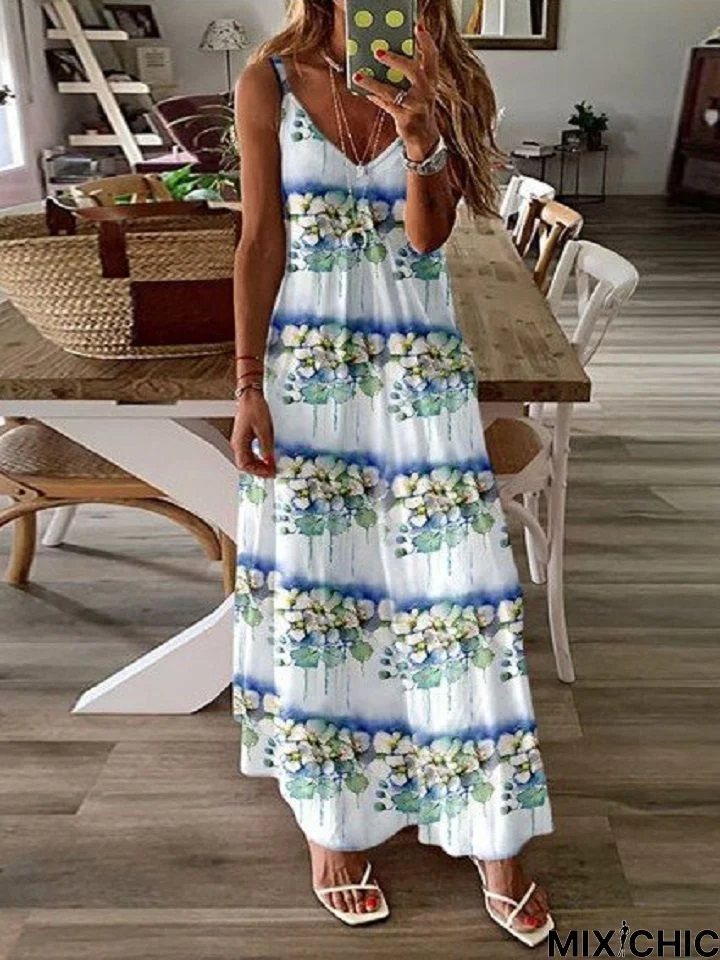 Fashion Print Loose Sling Dress