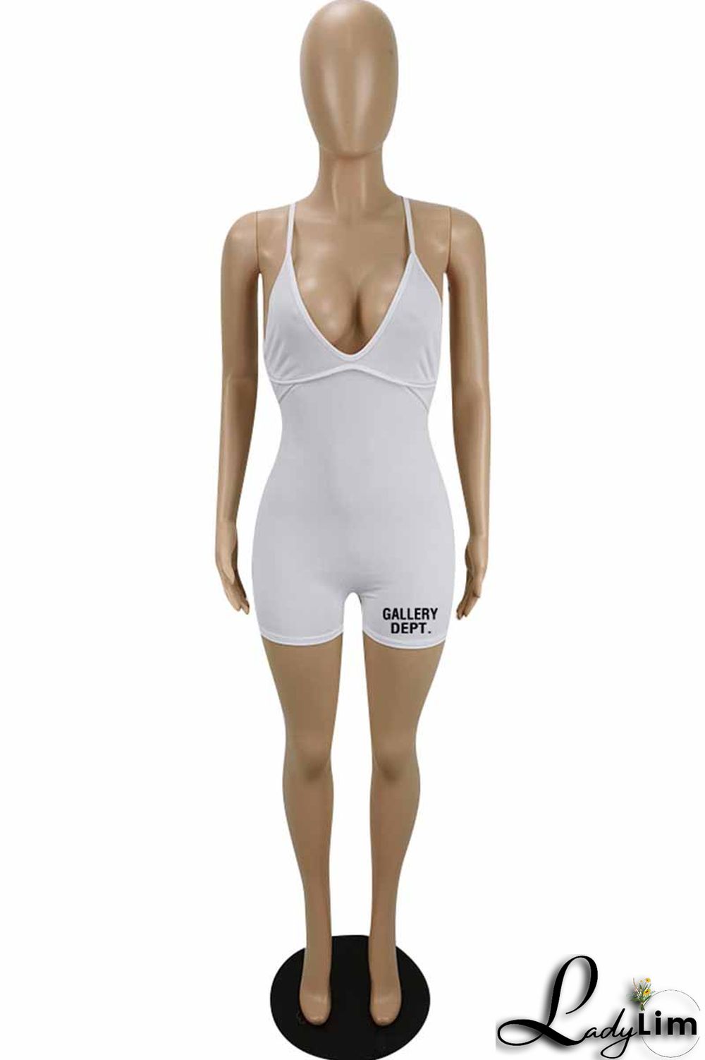 Purple Street Print Letter V Neck Jumpsuits