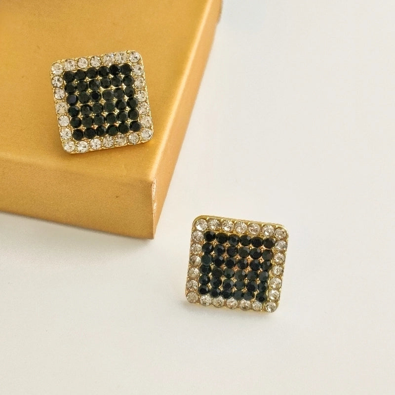 1 Pair Elegant Streetwear Commute Square Inlay Alloy Artificial Pearls Rhinestones Gold Plated Ear Studs