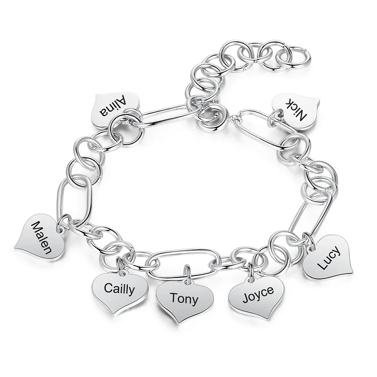 Bracelet reglable Cœur 7 prénom personnalisé