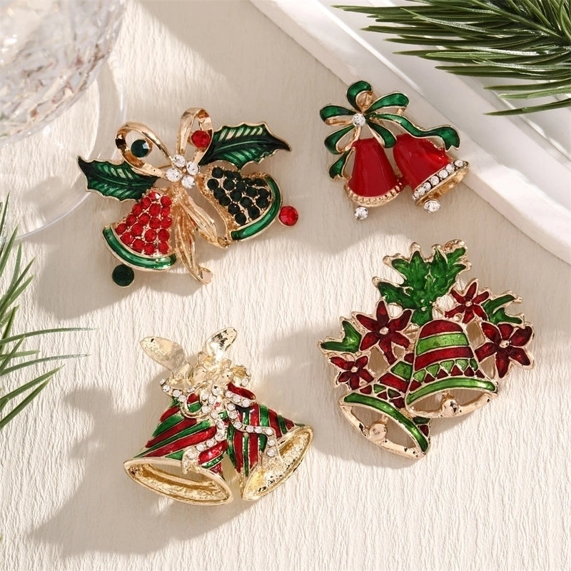 Cute Christmas Pin Bell Alloy Enamel Women’s Brooches