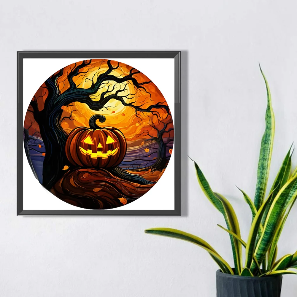5D DIY Full Round Drill Partial AB Diamond Painting Jack-O-Lantern Decor 35x35cm