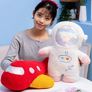 Maxgamehouse 1pc 58cm Plush Rocket Astronaut Toy Stuffed Spaceship Throw Pillow Home Decor Birthday Gift Space Discovery Educational For Kids