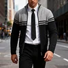 💥2025 New Arrivals!Casual Men's Slim Fit Stand Collar Color Block Fleece-Lined Knit Cardigan Sweater Autumn and Winter Thick Fleece-Lined Stylish Cardigan Sweater