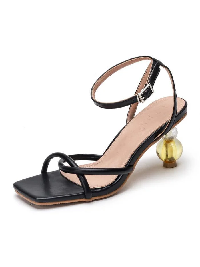 Crystal fashion simple sexy square toe high heel sandals