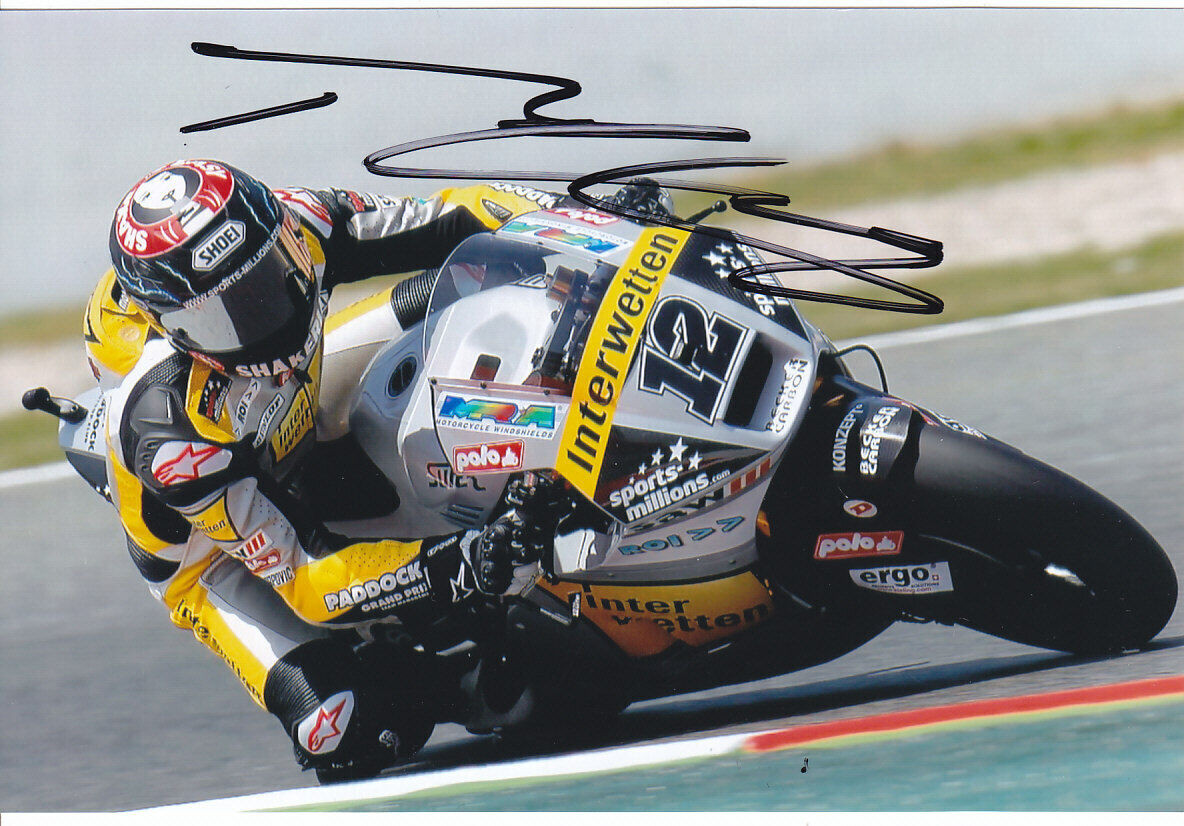 TOM LUTHI Signed Moto2 INTERWETTEN-PADDOCK Colour Photo Poster painting (C)