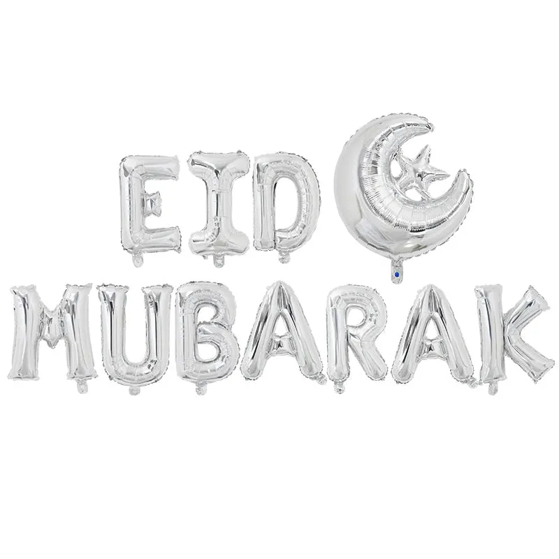1Set Eid Mubarak Letter Foil Balloons Ramadan Kareem Decorations Banner Star Moon Helium Globos Muslim Islamic Party Supplies