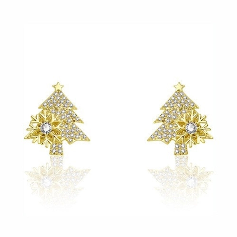 1 Pair Christmas Cute Christmas Tree Santa Claus Snowflake Copper Drop Earrings