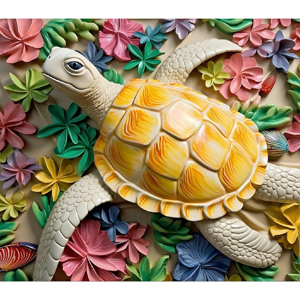 Embossed 3D Turtle (canvas) full round or square drill diamond painting