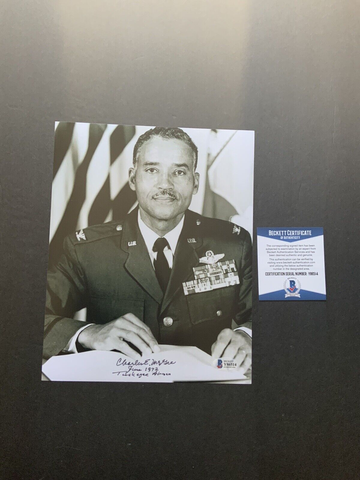 Charles McGee Rare Signed autographed Tuskegee Airmen 8x10 Photo Poster painting Beckett BAS Coa