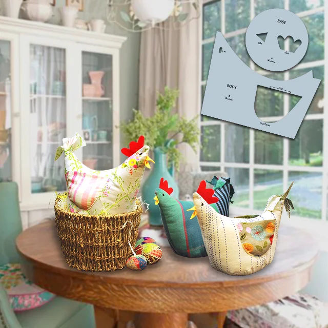 Cute Chicken Sewing Decor Template Set - With Instructions