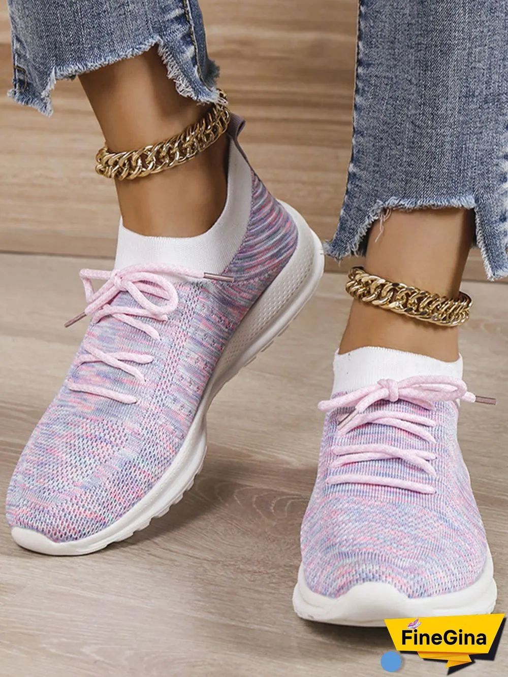 Flyknit Lightweight Soft Sole Lace-Up Sneakers