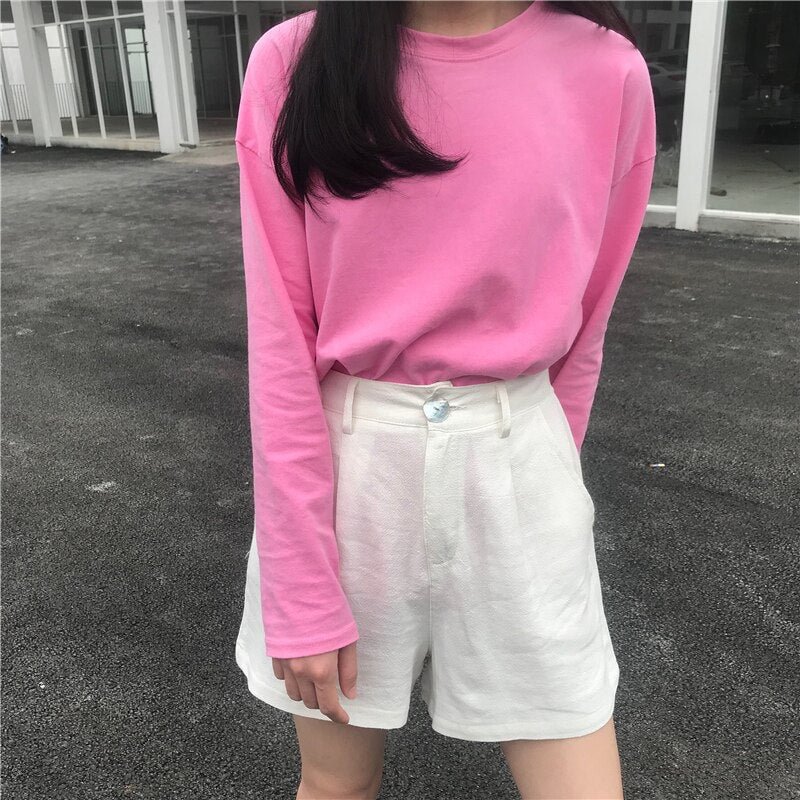 Shorts Women Summer 2020 New High Waist Casual Women's Loose Trendy All-match Simple Daily Elegant Lovely Solid Female Sweet