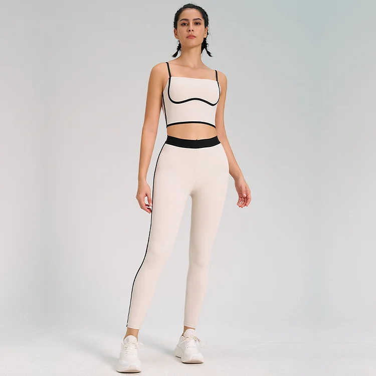 PASUXI Wholesale Double-Sided Brushed Yoga Two-Piece Set Nude Sling Fitness Outfit (Bulk Orders) huanwei